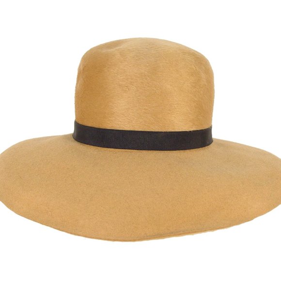 SELENE for Leslie James Milliners Vintage 50's/60's Camel Fur Felt Fedora Hat - Picture 3 of 10